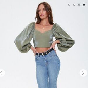 Sweetheart Crop Top with balloon sleeves